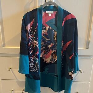 Dana Buchman Teal and Pink Patterned Top
